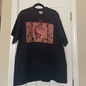 Vintage Hazelwoods Kokopelli Print  Men's Black T-Shirt XL